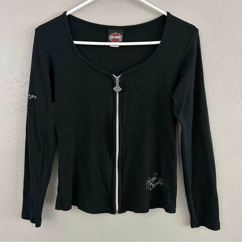 VTG Harley Davidson Full Zip Shirt Eagle Back Thunder Mountain Loveland CO Sz M